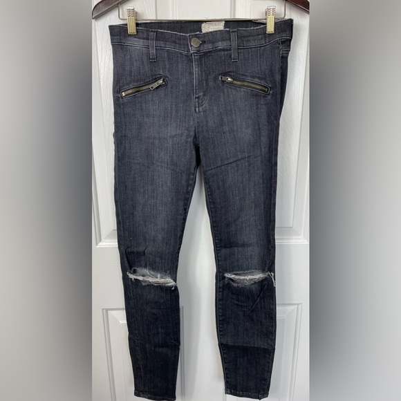 Current/Elliott Denim - Current / Elliott Womens Jeans Skinny Ankle Distressed - Stretch - Size 28 Black